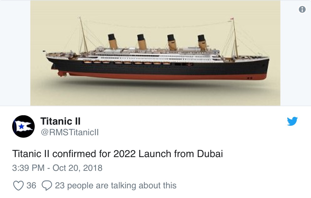 titanic 2 cruise tickets